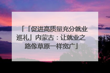 「促进高质量充分就业巡礼」内蒙古：让就业之路像草原一样宽广