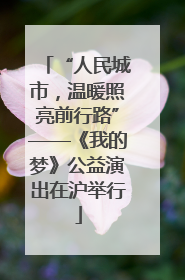 “人民城市，温暖照亮前行路”——《我的梦》公益演出在沪举行