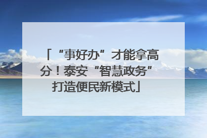 “事好办”才能拿高分！泰安“智慧政务”打造便民新模式