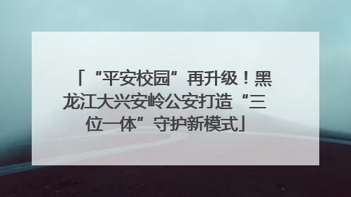 “平安校园”再升级！黑龙江大兴安岭公安打造“三位一体”守护新模式