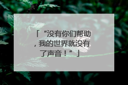 “没有你们帮助，我的世界就没有了声音！”
