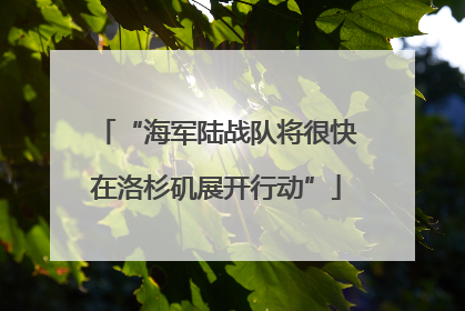 “海军陆战队将很快在洛杉矶展开行动”