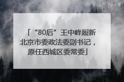 “80后”王中峰履新北京市委政法委副书记，原任西城区委常委