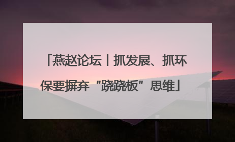 燕赵论坛丨抓发展、抓环保要摒弃“跷跷板”思维