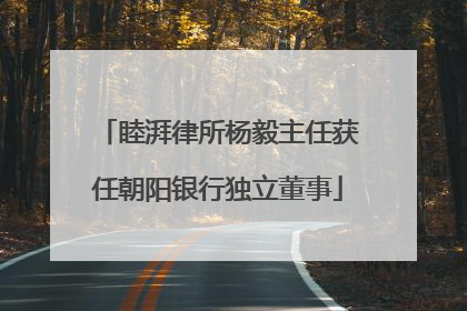 睦湃律所杨毅主任获任朝阳银行独立董事