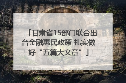 甘肃省15部门联合出台金融惠民政策 扎实做好“五篇大文章”