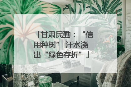 甘肃民勤：“信用种树” 汗水浇出“绿色存折”