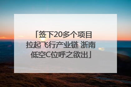 签下20多个项目 拉起飞行产业链 浙南低空C位呼之欲出
