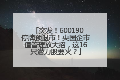 突发！600190停牌预退市！央国企市值管理放大招，这16只潜力股要火？