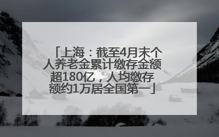 上海：截至4月末个人养老金累计缴存金额超180亿，人均缴存额约1万居全国第一