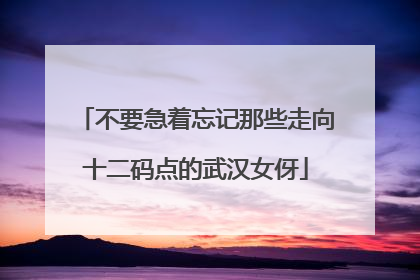 不要急着忘记那些走向十二码点的武汉女伢