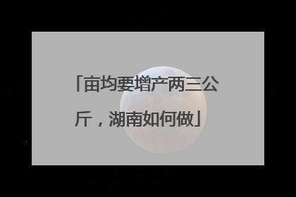 亩均要增产两三公斤，湖南如何做