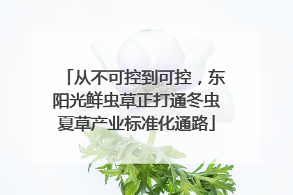 从不可控到可控，东阳光鲜虫草正打通冬虫夏草产业标准化通路
