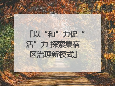 以“和”力促“活”力 探索集宿区治理新模式