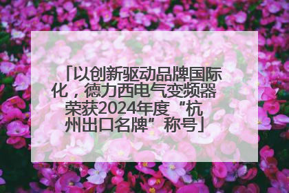以创新驱动品牌国际化，德力西电气变频器荣获2024年度“杭州出口名牌”称号