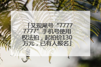 又现尾号“77777777”手机号使用权法拍，起拍价130万元，已有人报名