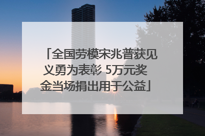 全国劳模宋兆普获见义勇为表彰 5万元奖金当场捐出用于公益
