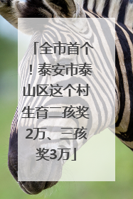 全市首个！泰安市泰山区这个村生育二孩奖2万、三孩奖3万