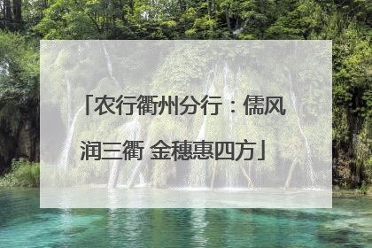 农行衢州分行：儒风润三衢 金穗惠四方