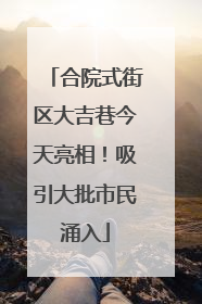 合院式街区大吉巷今天亮相！吸引大批市民涌入