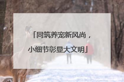 同筑养宠新风尚，小细节彰显大文明