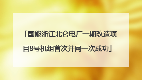 国能浙江北仑电厂一期改造项目8号机组首次并网一次成功