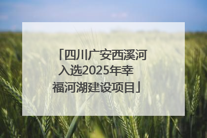 四川广安西溪河入选2025年幸福河湖建设项目