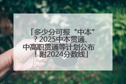 多少分可报“中本”？2025中本贯通、中高职贯通等计划公布！附2024分数线