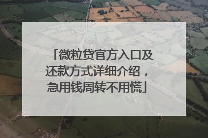 微粒贷官方入口及还款方式详细介绍，急用钱周转不用慌