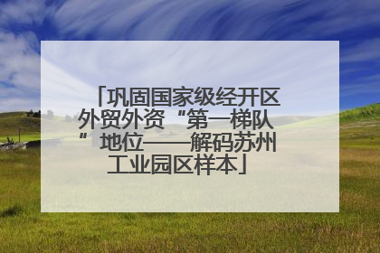 巩固国家级经开区外贸外资“第一梯队”地位——解码苏州工业园区样本