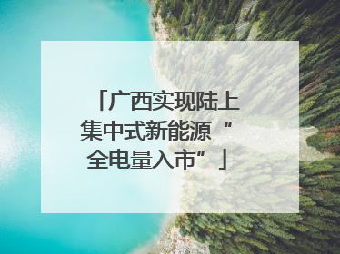 广西实现陆上集中式新能源“全电量入市”