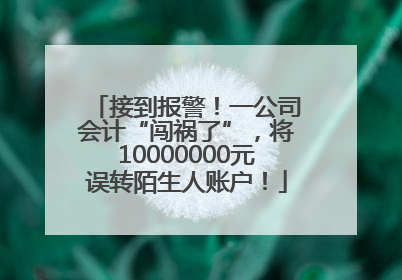 接到报警！一公司会计“闯祸了”，将10000000元误转陌生人账户！