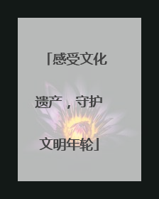 感受文化遗产，守护文明年轮