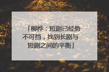 柳桦：短剧已经势不可挡，找到长剧与短剧之间的平衡