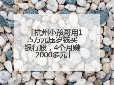 杭州小孩哥用1.5万元压岁钱买银行股，4个月赚2000多元