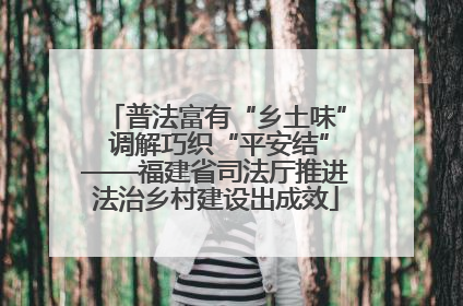 普法富有“乡土味” 调解巧织“平安结”——福建省司法厅推进法治乡村建设出成效