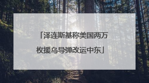 泽连斯基称美国两万枚援乌导弹改运中东