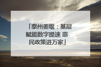泰州姜堰：基层赋能数字提速 惠民政策进万家
