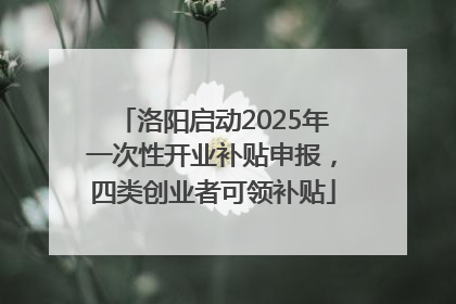 洛阳启动2025年一次性开业补贴申报，四类创业者可领补贴
