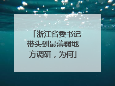 浙江省委书记带头到最薄弱地方调研，为何