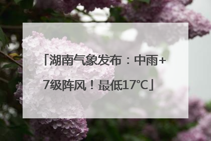 湖南气象发布：中雨+7级阵风！最低17℃