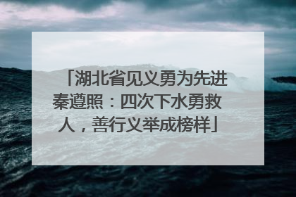 湖北省见义勇为先进秦遵照：四次下水勇救人，善行义举成榜样
