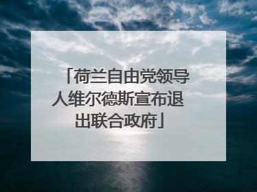 荷兰自由党领导人维尔德斯宣布退出联合政府