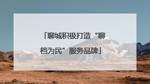 聊城积极打造“聊档为民”服务品牌