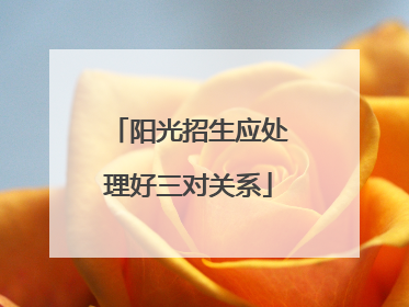 阳光招生应处理好三对关系