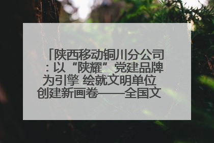 陕西移动铜川分公司：以“陕耀”党建品牌为引擎 绘就文明单位创建新画卷——全国文明单位创建纪实