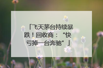 飞天茅台持续暴跌！回收商：“快亏掉一台奔驰”