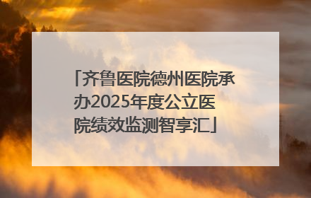 齐鲁医院德州医院承办2025年度公立医院绩效监测智享汇