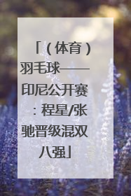 （体育）羽毛球——印尼公开赛：程星/张驰晋级混双八强