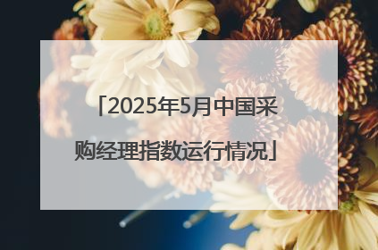 2025年5月中国采购经理指数运行情况